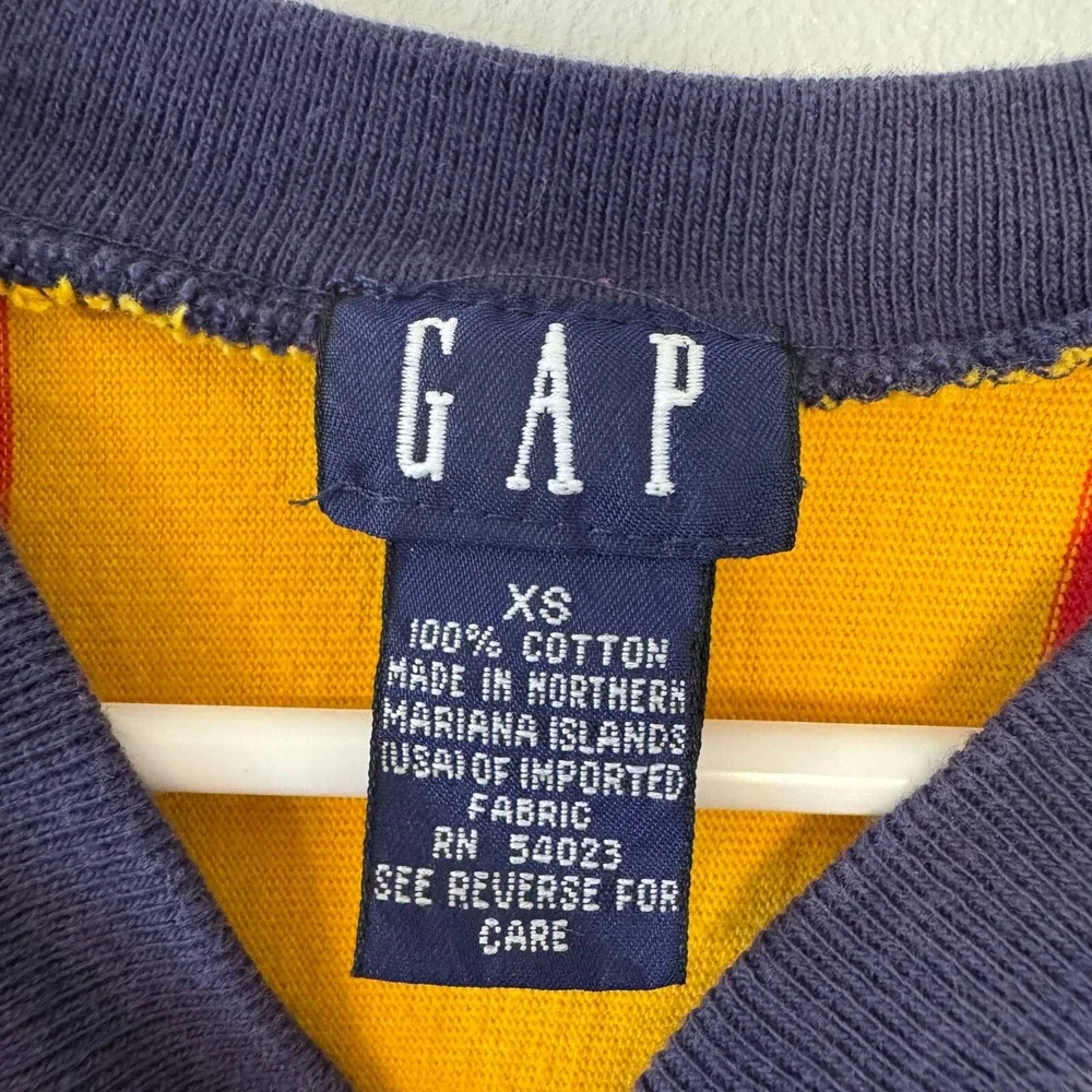 GAP Kids Rugby Long Sleeve Shirt Vertical Stripe V-neck‎ Boys XS - No Collar #9